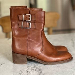 J Crew Stacked Ankle Boots (leather) 6.5